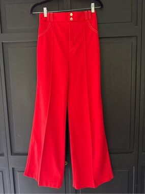Vintage Bright Red Wide Leg Pants